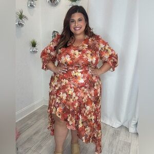 Plus High-Low Hem Charming Maxi Dress